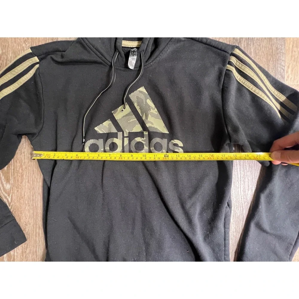 Adidas Hoodie Mens Small Black Camo Logo Three Stripe‎ Primegreen Pullover 898